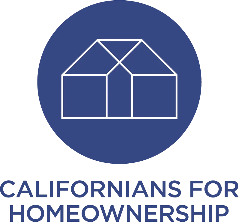 A blue circle with a white house outline above the words "Californians for Homeownership.